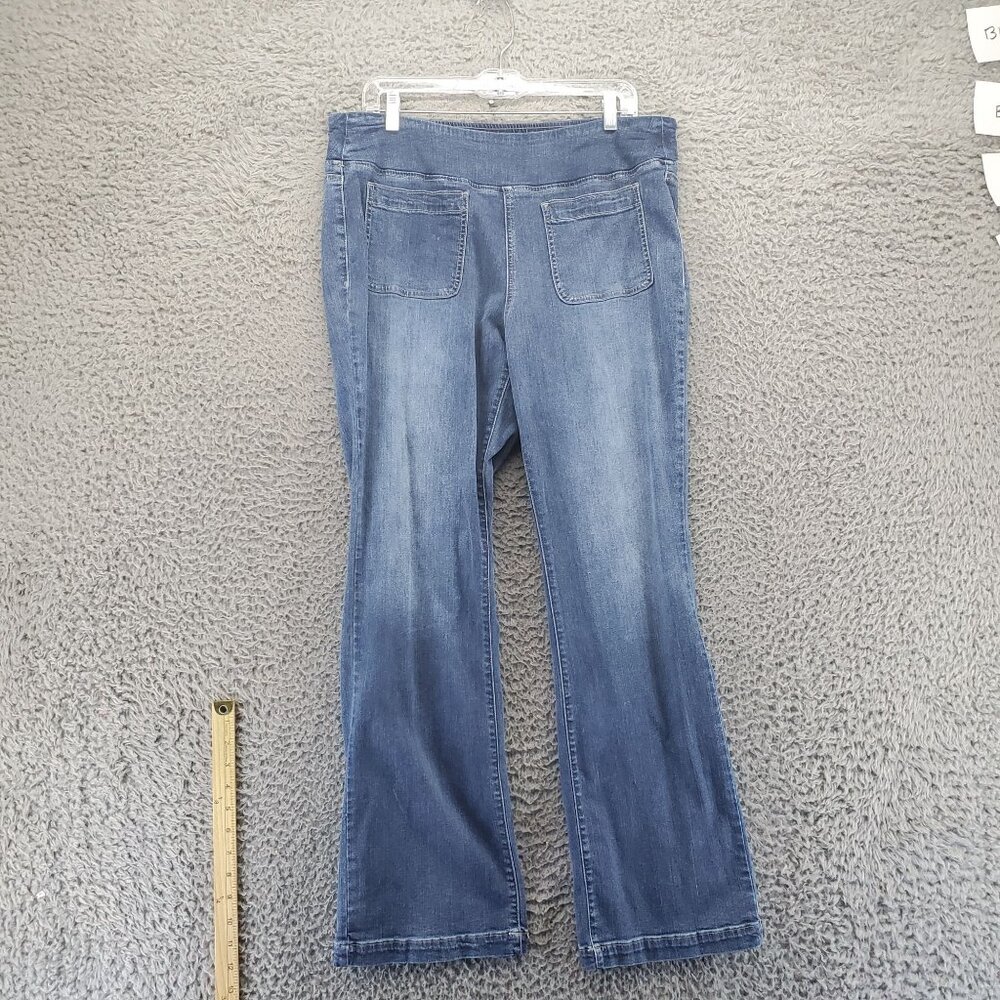Belle Jeans Womens 16 Blue Bootcut Back Pockets Stretch Pull-On Denim